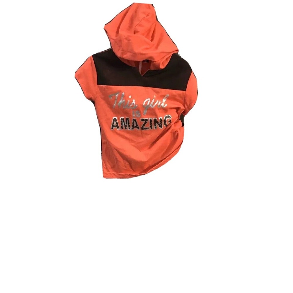 RBX 2 Piece Set Athletic Outfit Girls Neon Coral Black Silver New with Tags 6X